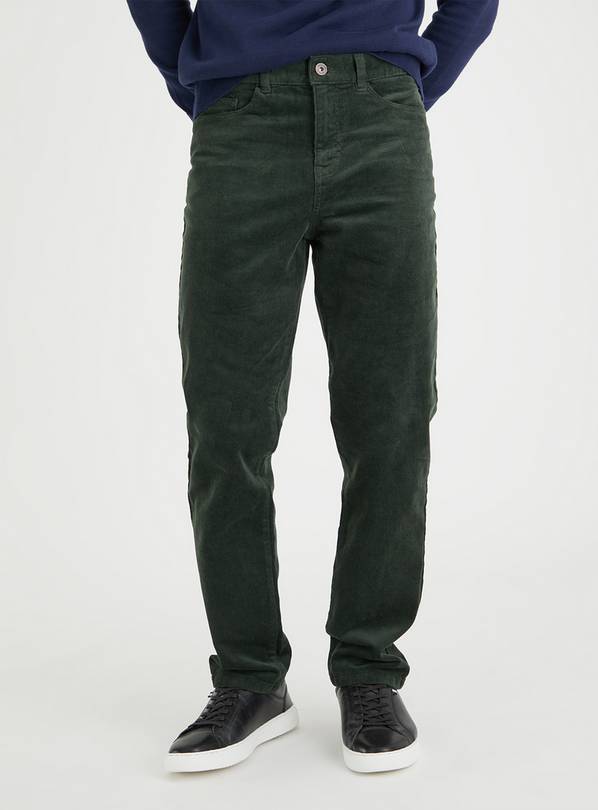 Green cord trousers store mens